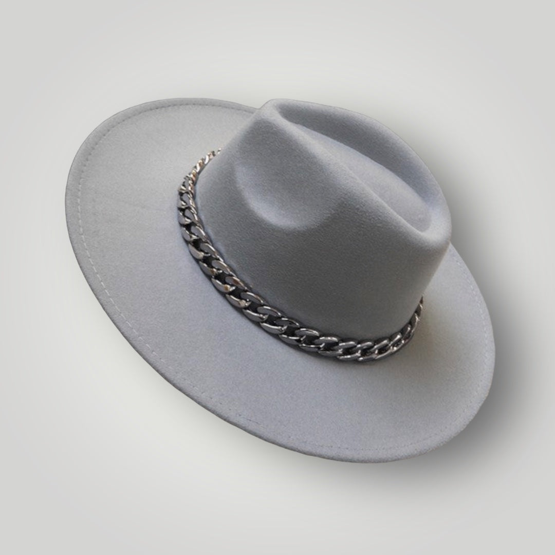 Silver Chain Fedora - Grey