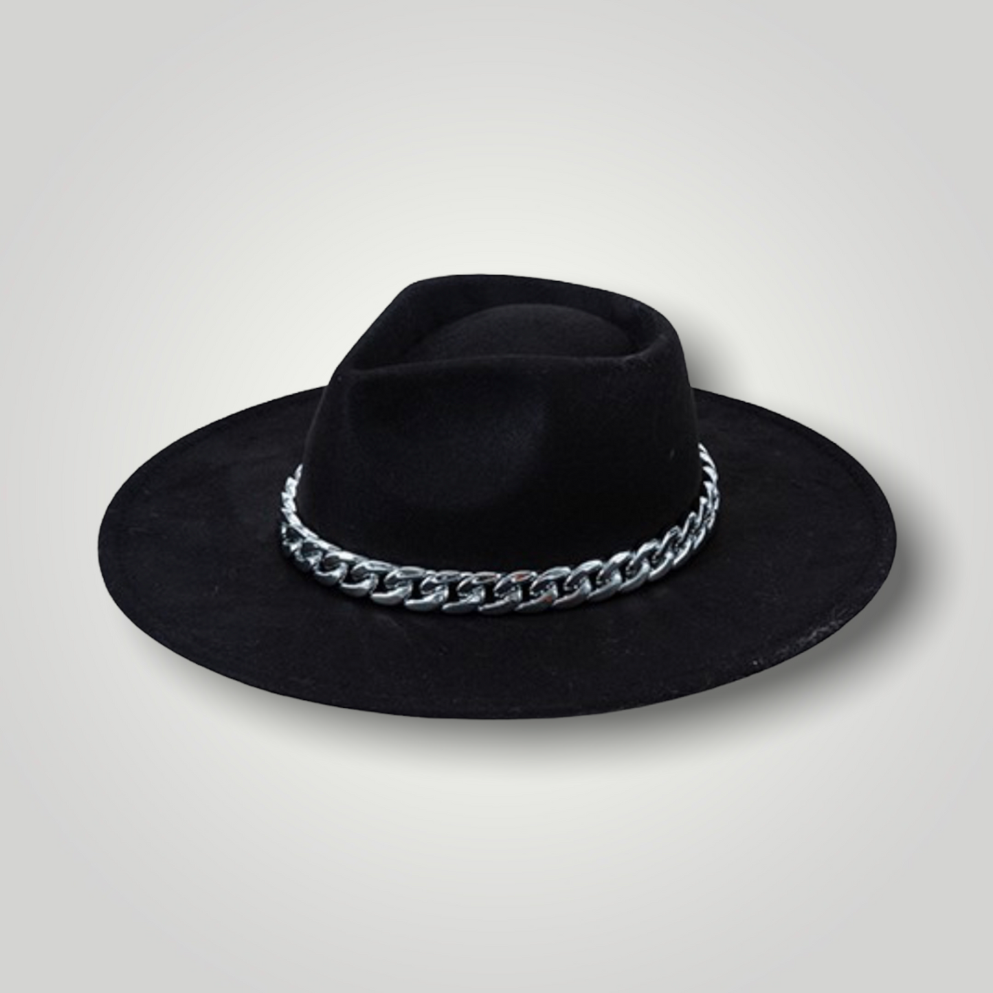 Silver Chain Fedora - Black