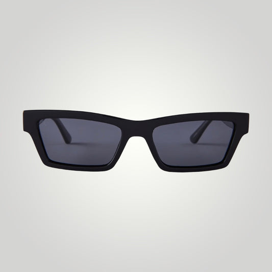 Laurel Sunglasses: Black + Solid Grey
