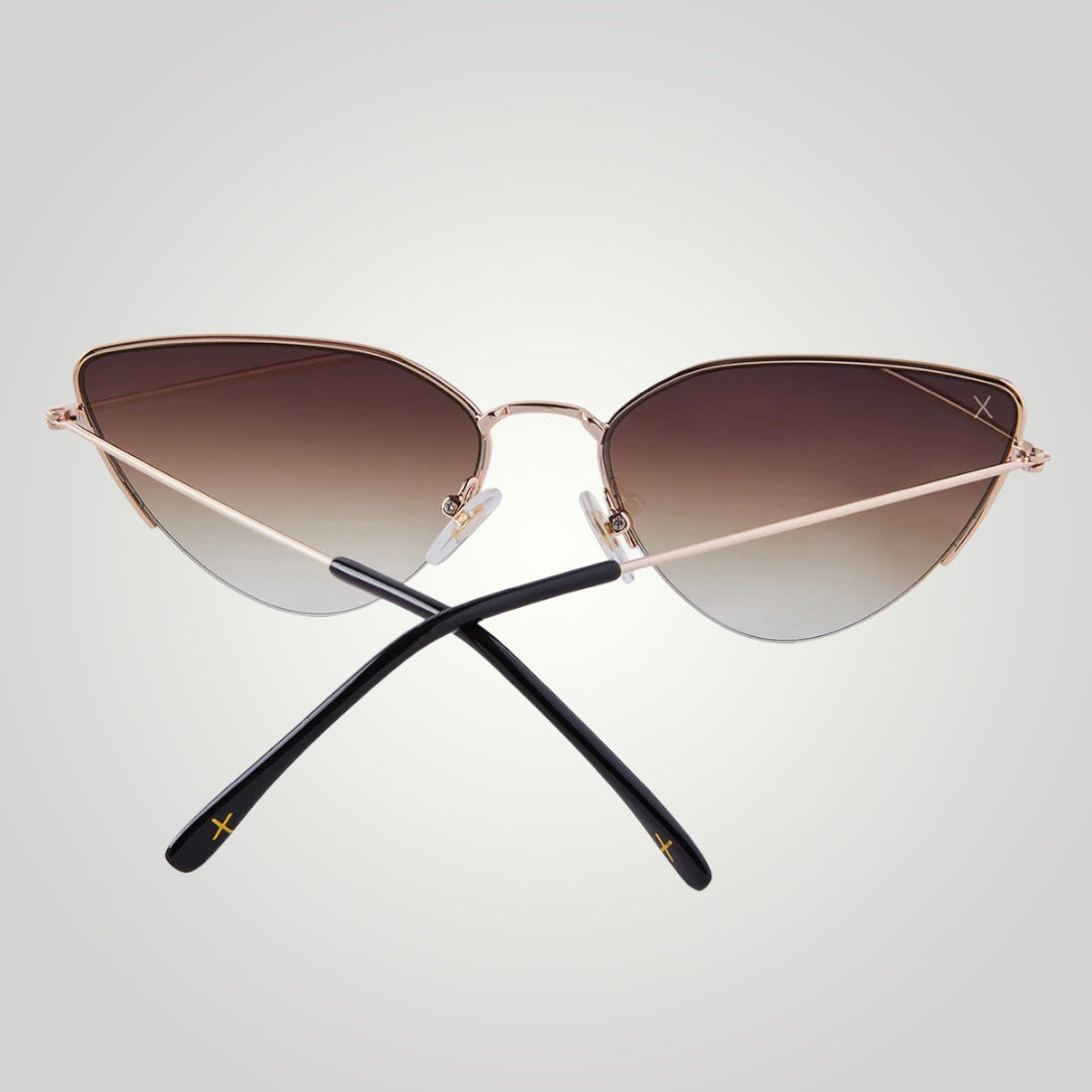 Fairfax Sunglasses: brushed gold + brown sharp gradient