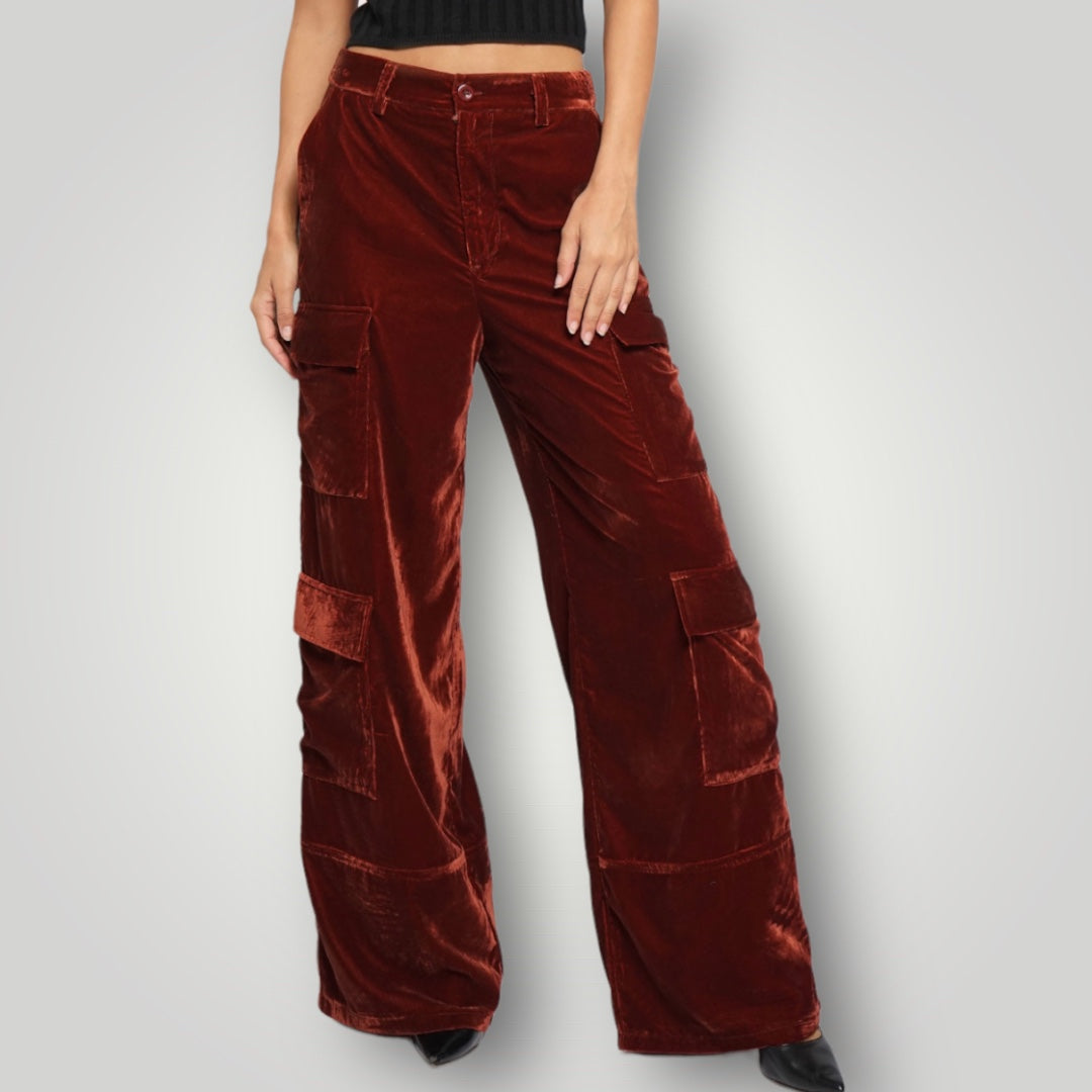 Crushed Velvet Cargo Pants