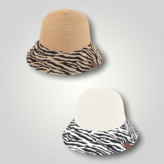 Zebra Straw Bucket Hat