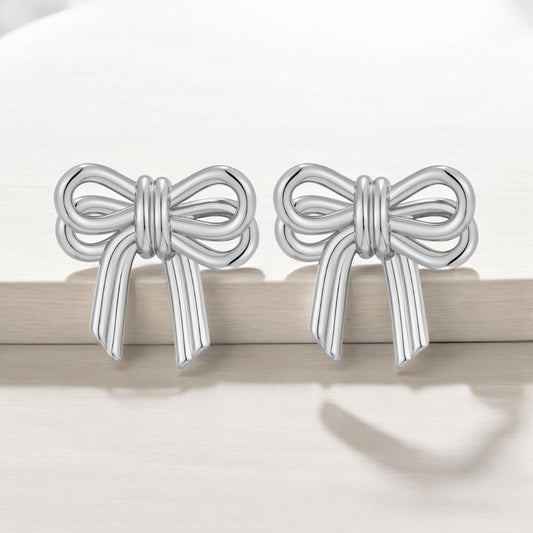 Silver Bow Earrings