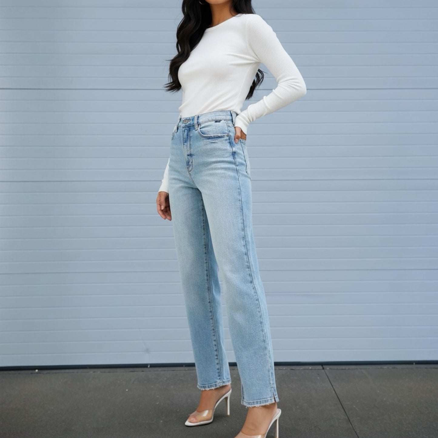 The Becca Jean — Highrise Dad Jean With Mini Slit