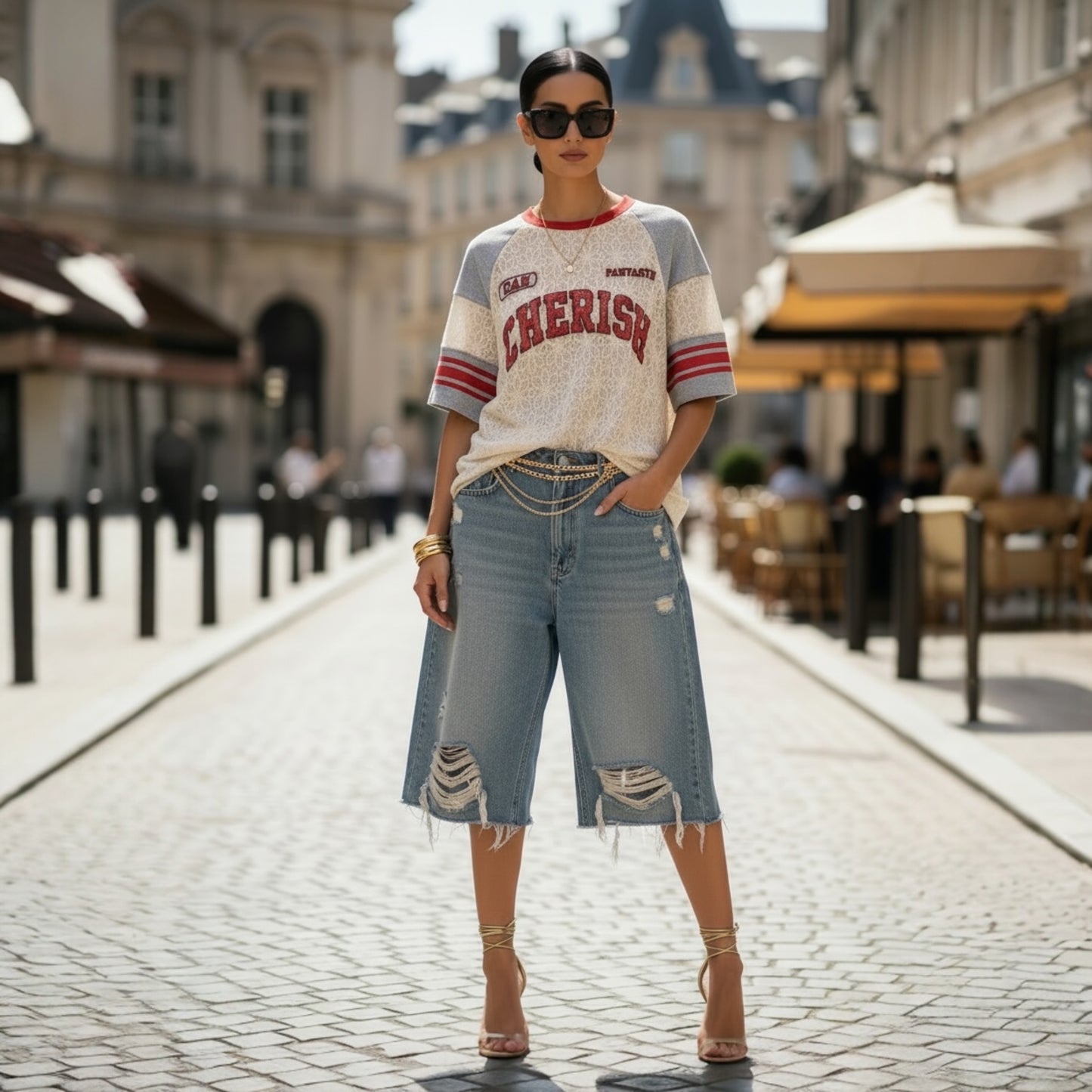 The Cherish Lace Varsity Top