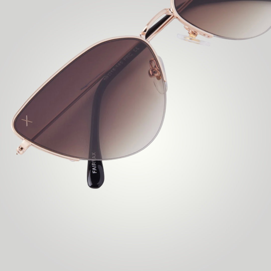 Fairfax Sunglasses: brushed gold + brown sharp gradient