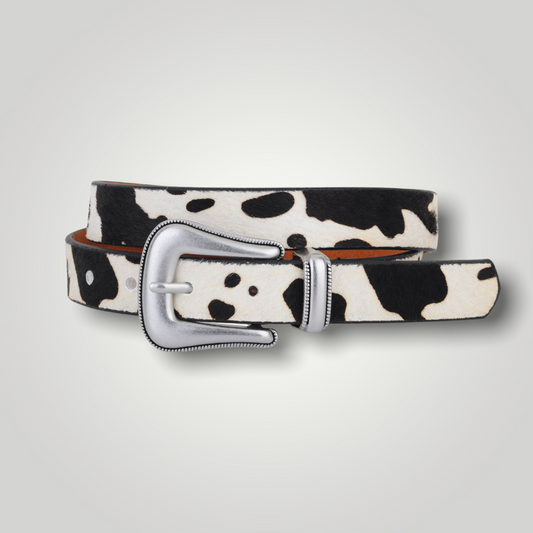 Black Cow Print Belt